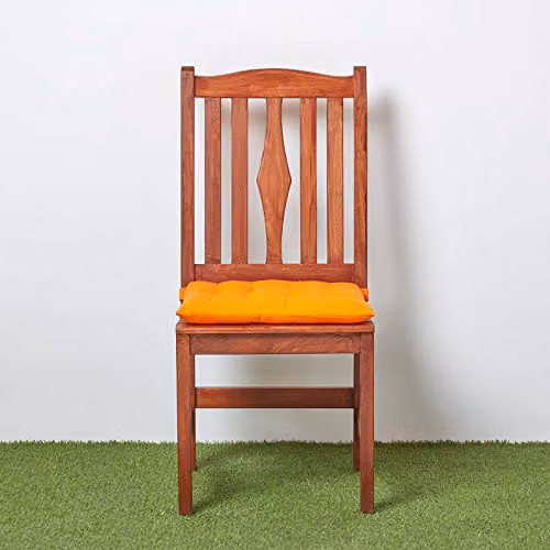 Homescapes Orange Cotton Seat Pad with Tie Cords, W/D/H: 40 x 40 x 6.5 cm – 2