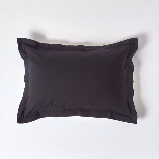 Homescapes Black Egyptian Cotton Oxford Pillowcase, 200 Thread Count Percale – 1