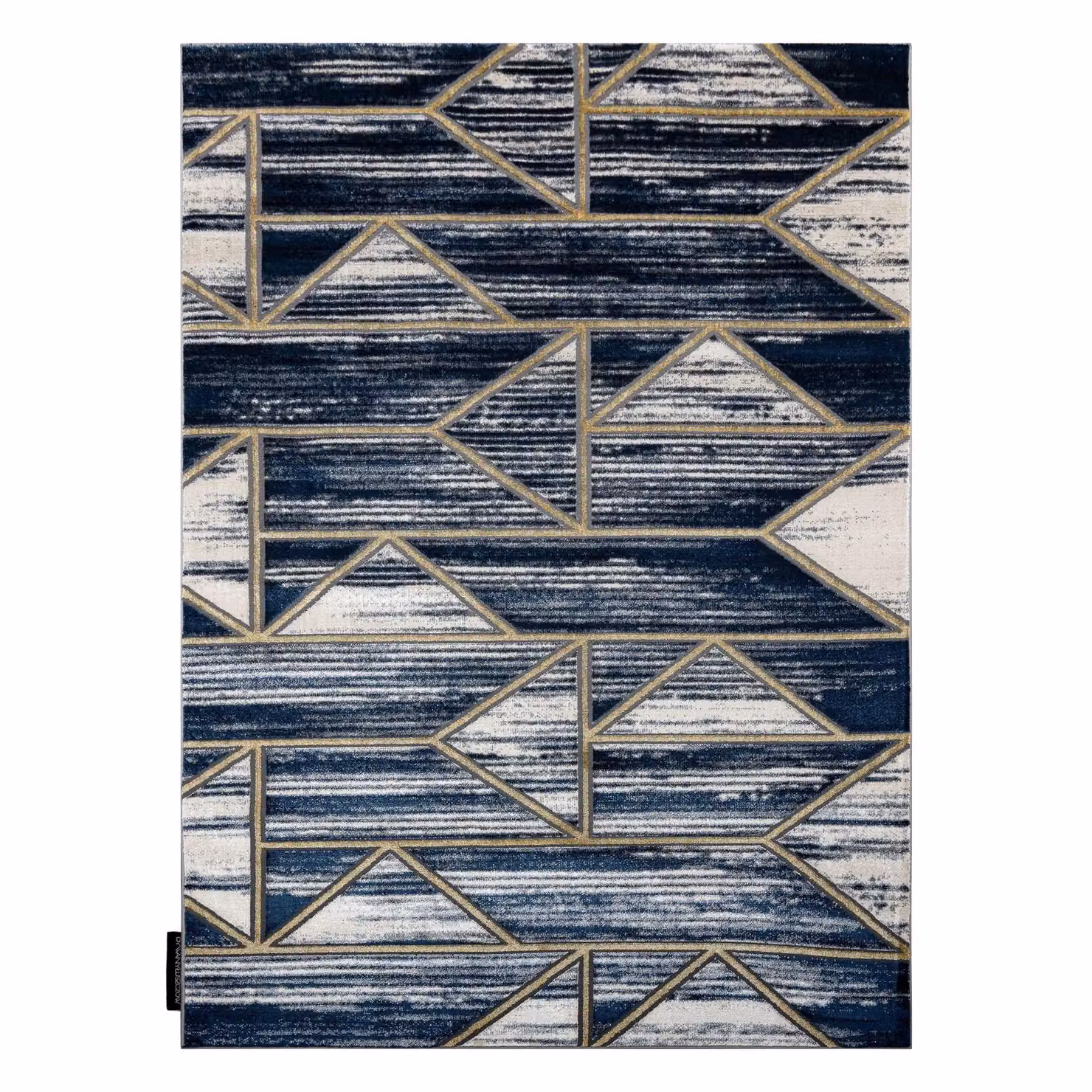 RugsX De Luxe Geometric Blue Polyester Rug, W: 140 cm, D: 190 cm – 3
