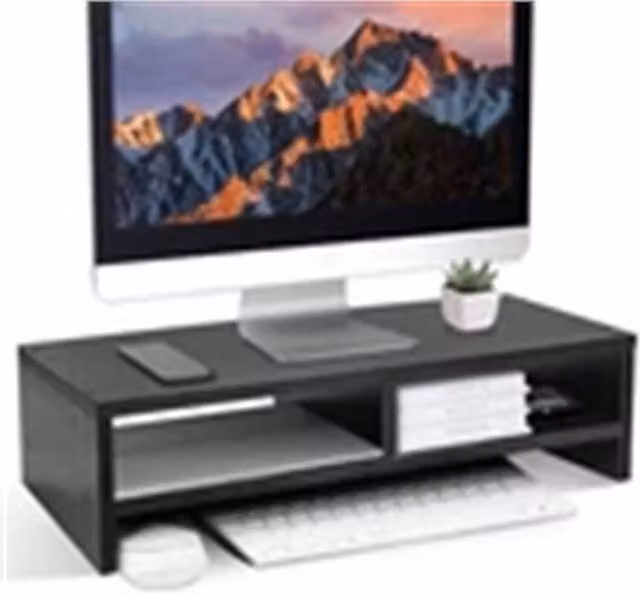 Nordara Black Computer Desktop Monitor Stand in Black, Width: 100 cm – 1
