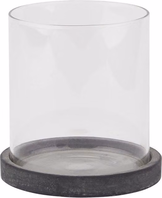 Hill Interiors Amalfi Grey Ceramic and Glass Hurricane Lantern