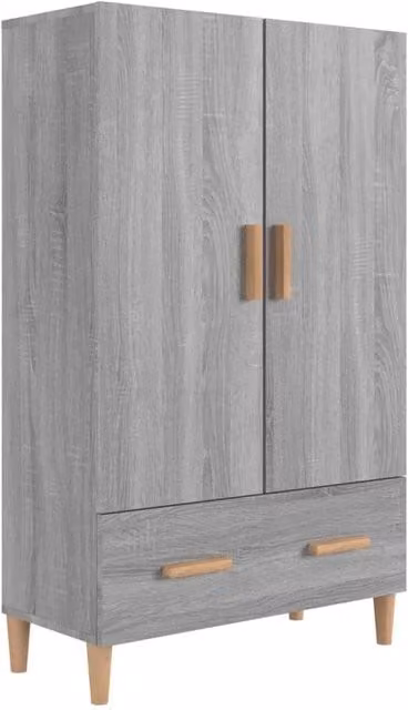Berkfield Home Grey Sonoma Highboard with Internal Drawers and Shelves, W/D/H: 70 x 31 x 115 cm