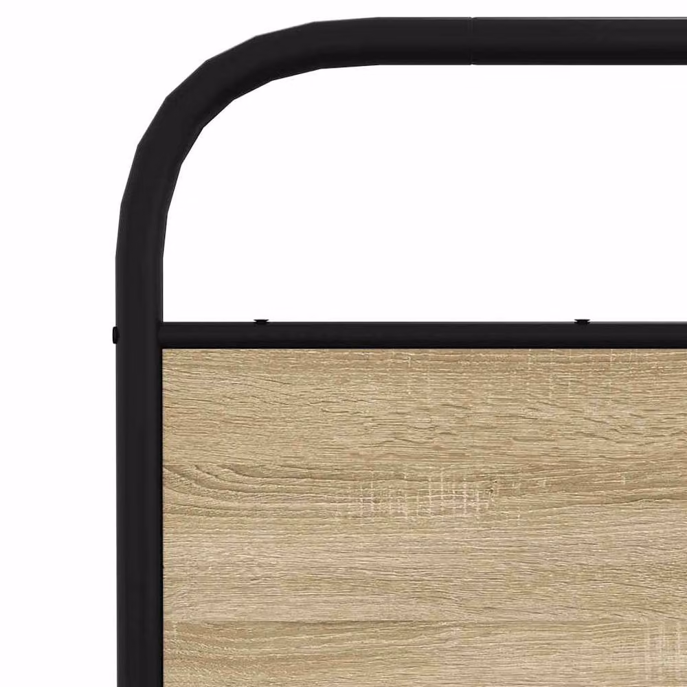 Berkfield Home Metal Bed Frame in Sonoma Oak and Brown, W/D/H: 137 x 142 x 140 cm – 3