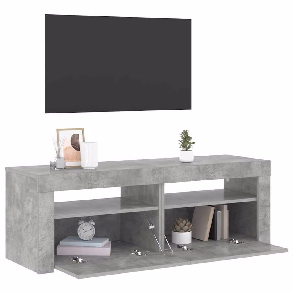 Berkfield Home TV Cabinet with LED Lights in Concrete Grey, W/D/H: 120 x 35 x 40 cm – 2