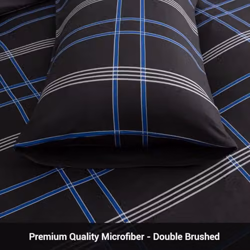 Pamposh Single Brushed Microfibre Duvet Cover Set in Black, W/D/H: 135 x 200 cm with 50 x 75 cm Pillowcase – 5