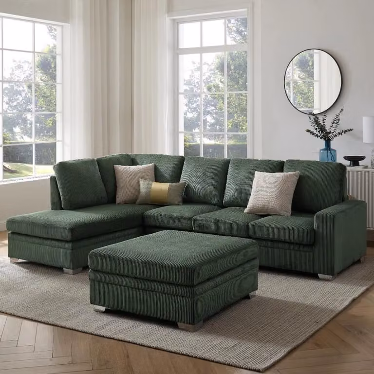 Home Detail Alcott Rectangular Footstool in Green W/D/H: 90 x 45 x 45 cm