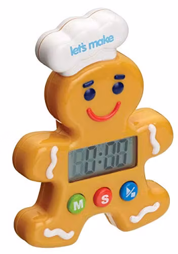 KitchenCraft Let's Make Gingerbread Man Digital Kitchen Timer, Multicolour, W: 12 cm, D: 3 cm, H: 16.5 cm