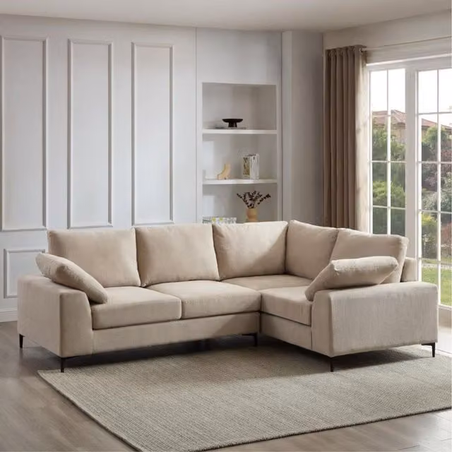Nora Right-Hand Corner Sofa in Beige Linen