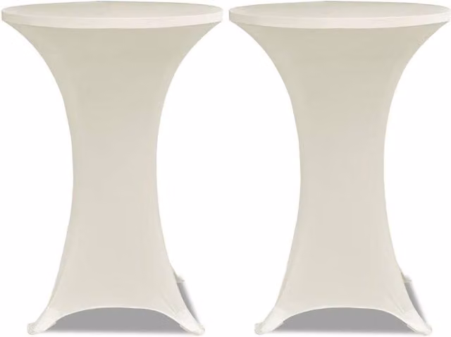 Berkfield Home Stretch Elastic Standing Table Cover, Beige, 4 Piece Set, Diameter: 80 cm