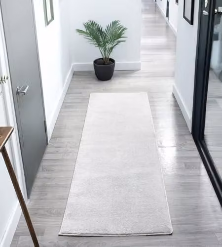 Desire Rugs Comfy Washable Non-Slip Plain Hallway and Living Room Runner Rug, Silver, W: 60 cm, L: 200 cm – 1