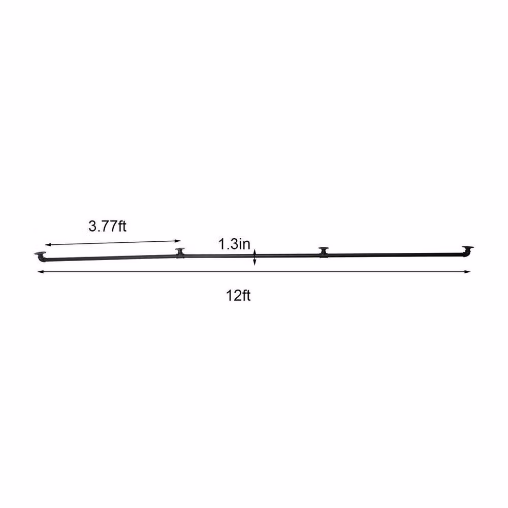 SPETLEK Black 3-Section Wall Mounted Steel Handrail Pipe for Stairs, W/D/H: 1000 x 52 x 52 cm – 3