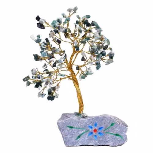 Ancient Wisdom Moss Agate Gemstone Tree with 160 Green Stones for Tabletop Decor – 2