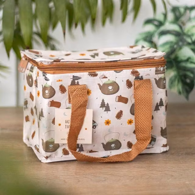 Uniqueful Home on the Road Camping Print Insulated Fabric Lunch Bag, Multicolour, 30L