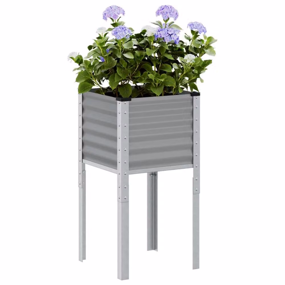 Berkfield Home Grey Steel Garden Planter Tub, W/D/H: 45 x 45 x 88 cm – 2