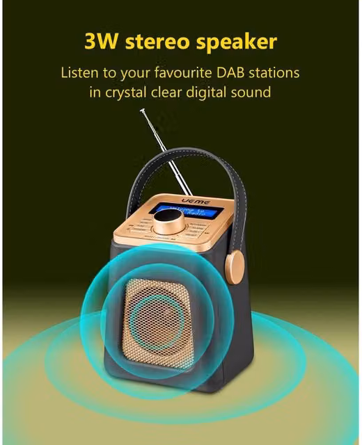 UEME Mini Rechargeable DAB+ Radio in Anthracite Grey
