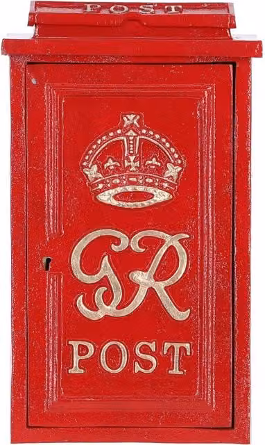 Cast Iron Replica Royal Mail ER Wall Mailbox in Red