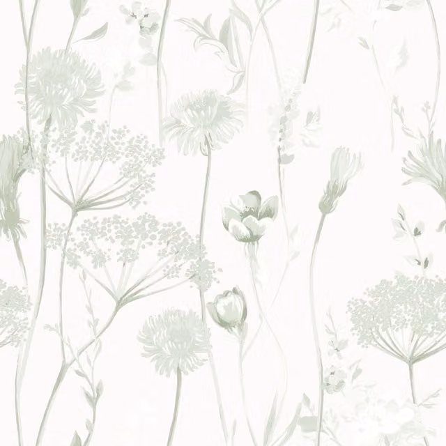 Muriva Meadowsweet Floral Botanical Wallpaper in Light Green