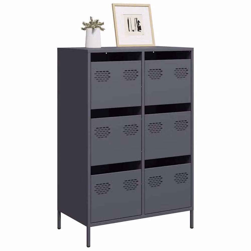 Berkfield Home Anthracite Highboard in Matt Dark Grey Metal, W: 68 cm, D: 39 cm, H: 101.5 cm – 2