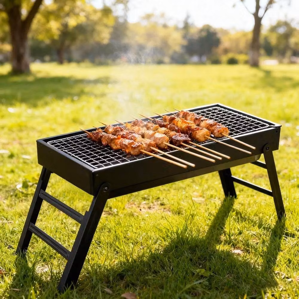 VOGREX Portable Folding Charcoal Tabletop BBQ Grill, Black, W/D/H: 33 x 22 x 22 cm – 3