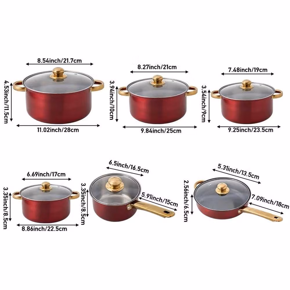 FLAVORA 12-Piece Red Non-Stick Stainless Steel Induction Cookware Set – 2