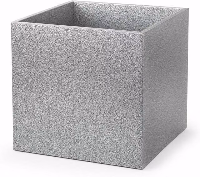 Silver and Black Galvanised Steel Cube Planter Tub W/D/H: 30 x 30 x 30 cm