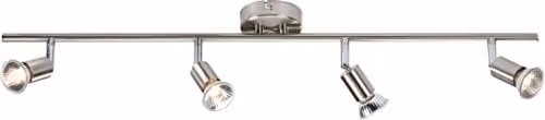 Netlighting Quad Bar Spotlight in Brushed Chrome and Grey, Adjustable and Dimmable GU10 Surface Mount