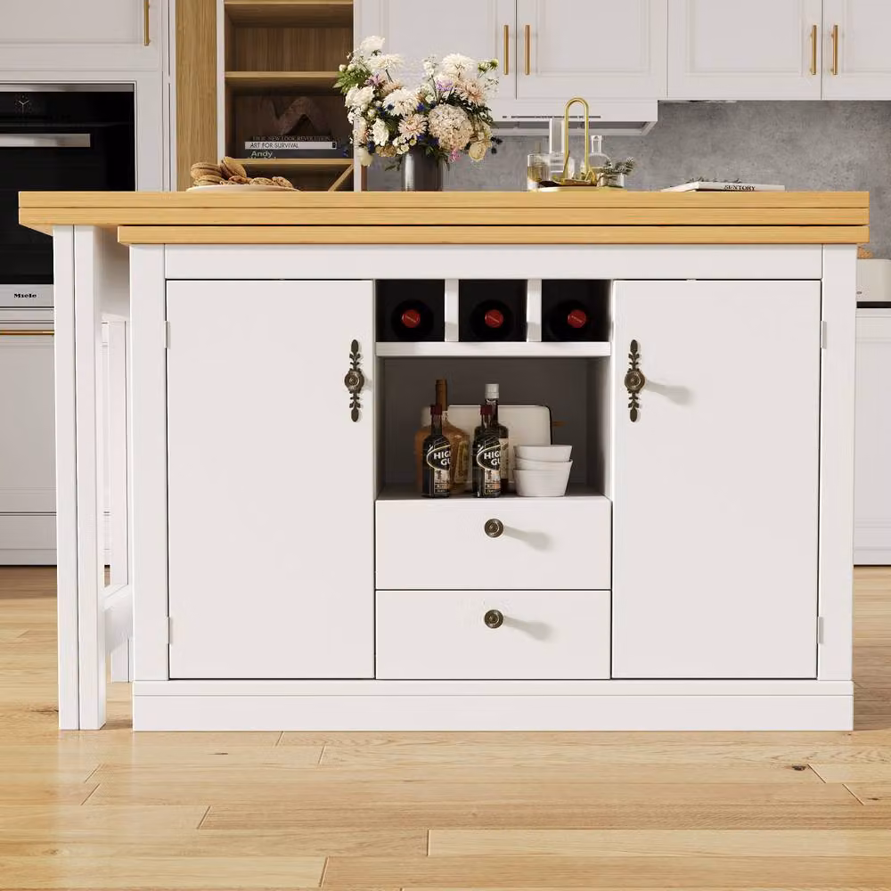 BTM 360 Degree Rotating Bar Table with Storage and Wine Rack in White and Black, W/D/H: 76 x 40 x 40 cm – 3