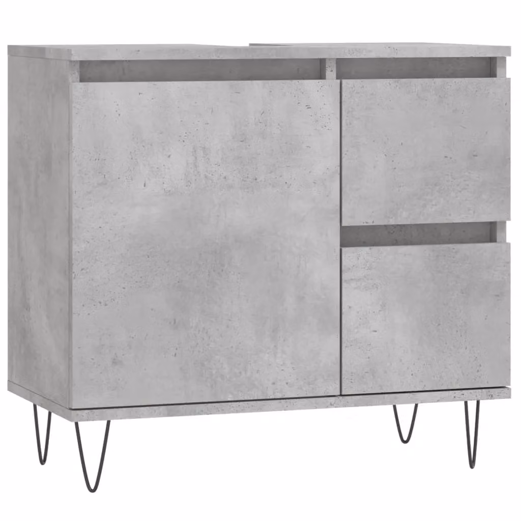 Berkfield Home Industrial Bathroom Cabinet in Concrete Grey, W/D/H: 65 x 33 x 60 cm