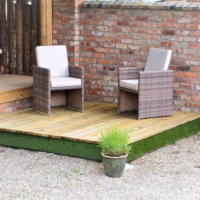 Swift Deck Complete Self Assembly Garden Decking Kit in Brown Wood, 2.4m x 2.4m