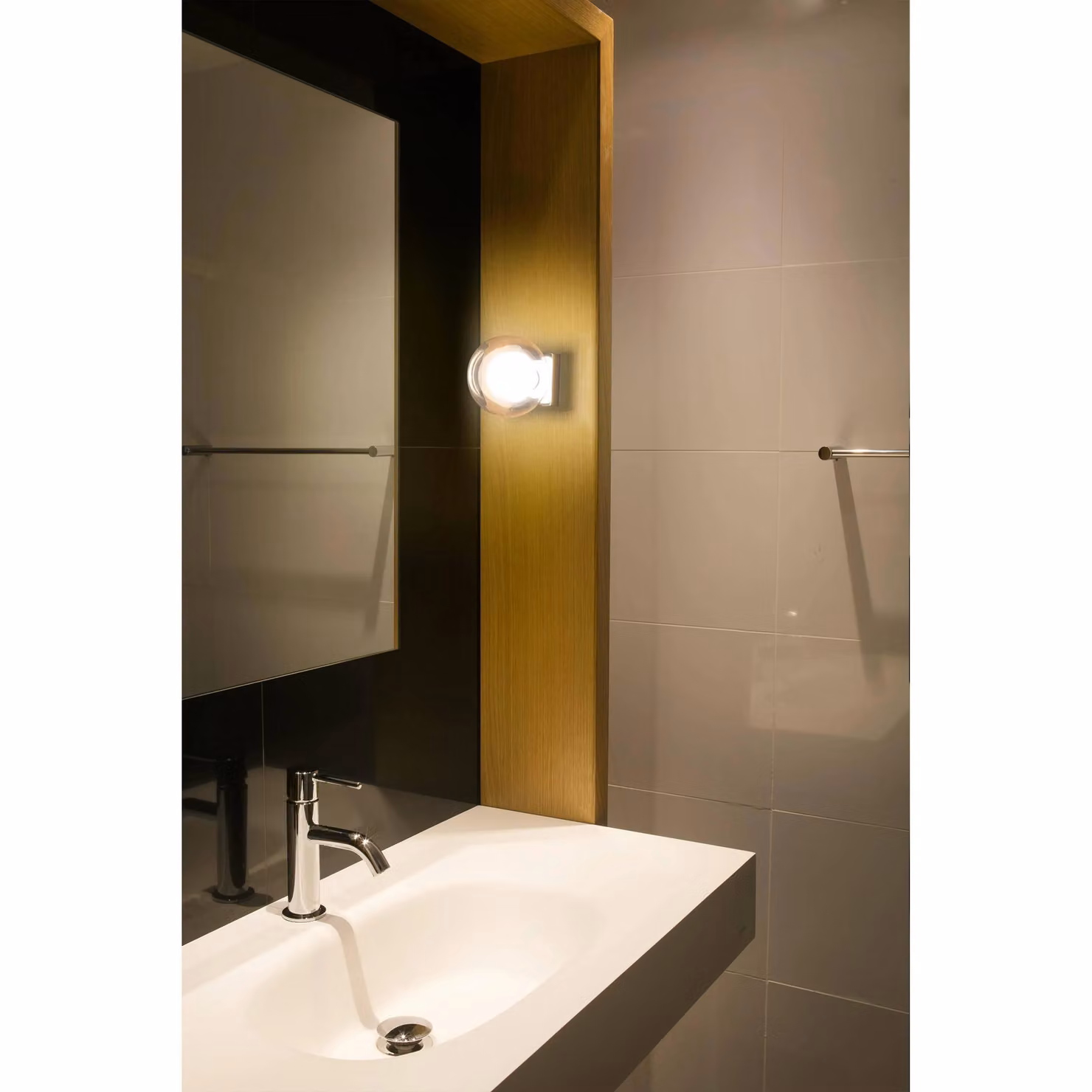 Netlighting Perla Chrome and Grey Glass Globe Bathroom Wall Light with G9 Bulb Holder, IP44 Rated – 2
