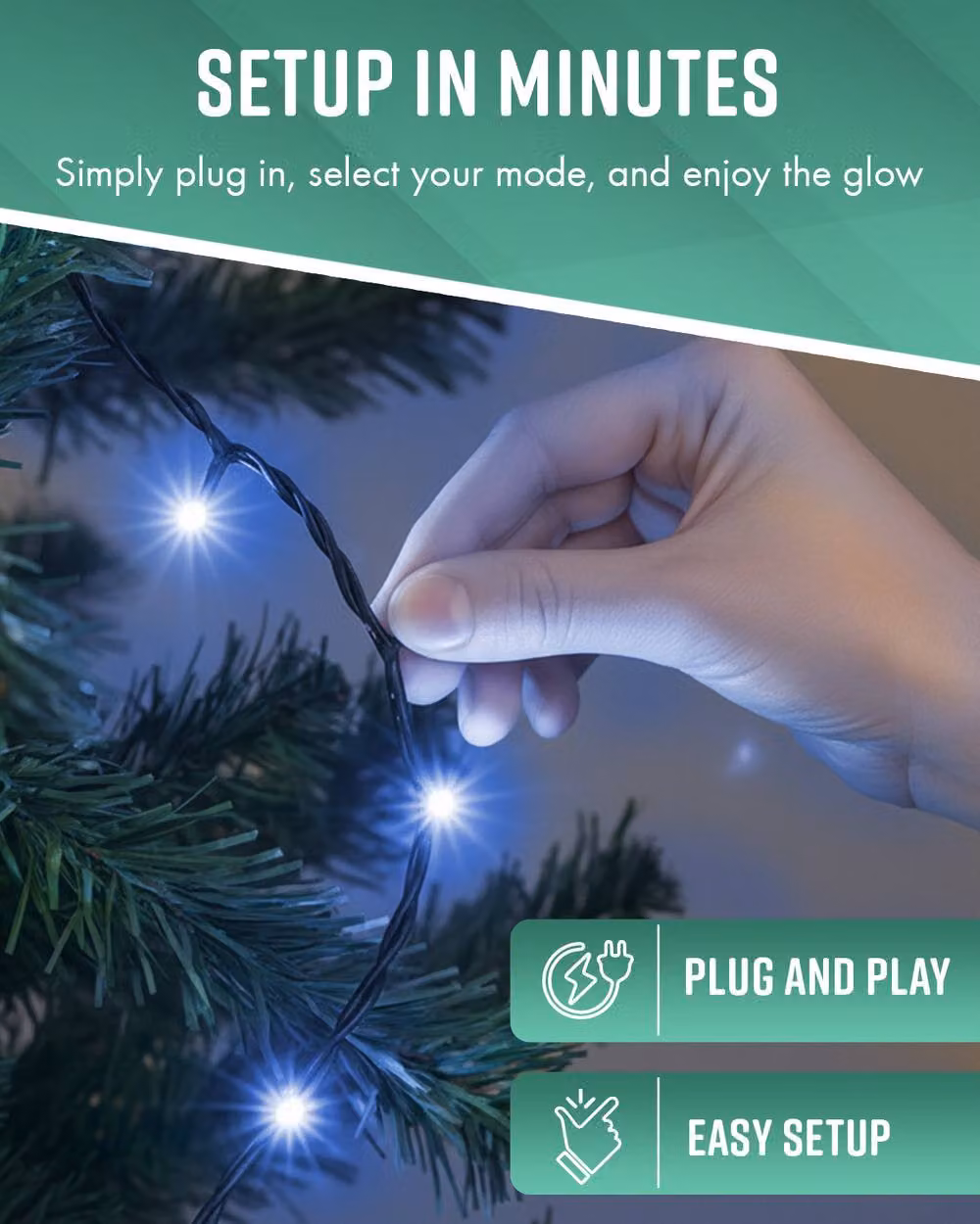 Globrite Blue and White LED String Fairy Lights with Remote Control and Timer, 1000 LED, 100m – 5