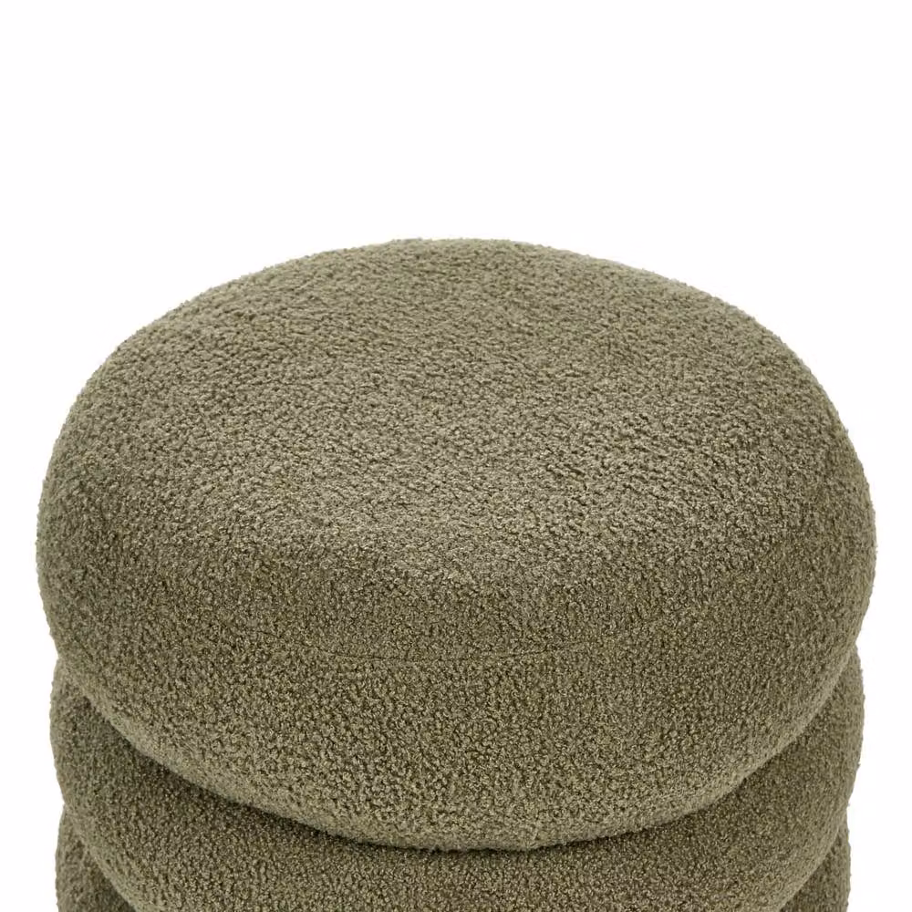 Wyld and Coco Green Bouclé Round Pouffe, W/D/H: 43 x 43 x 47 cm – 4