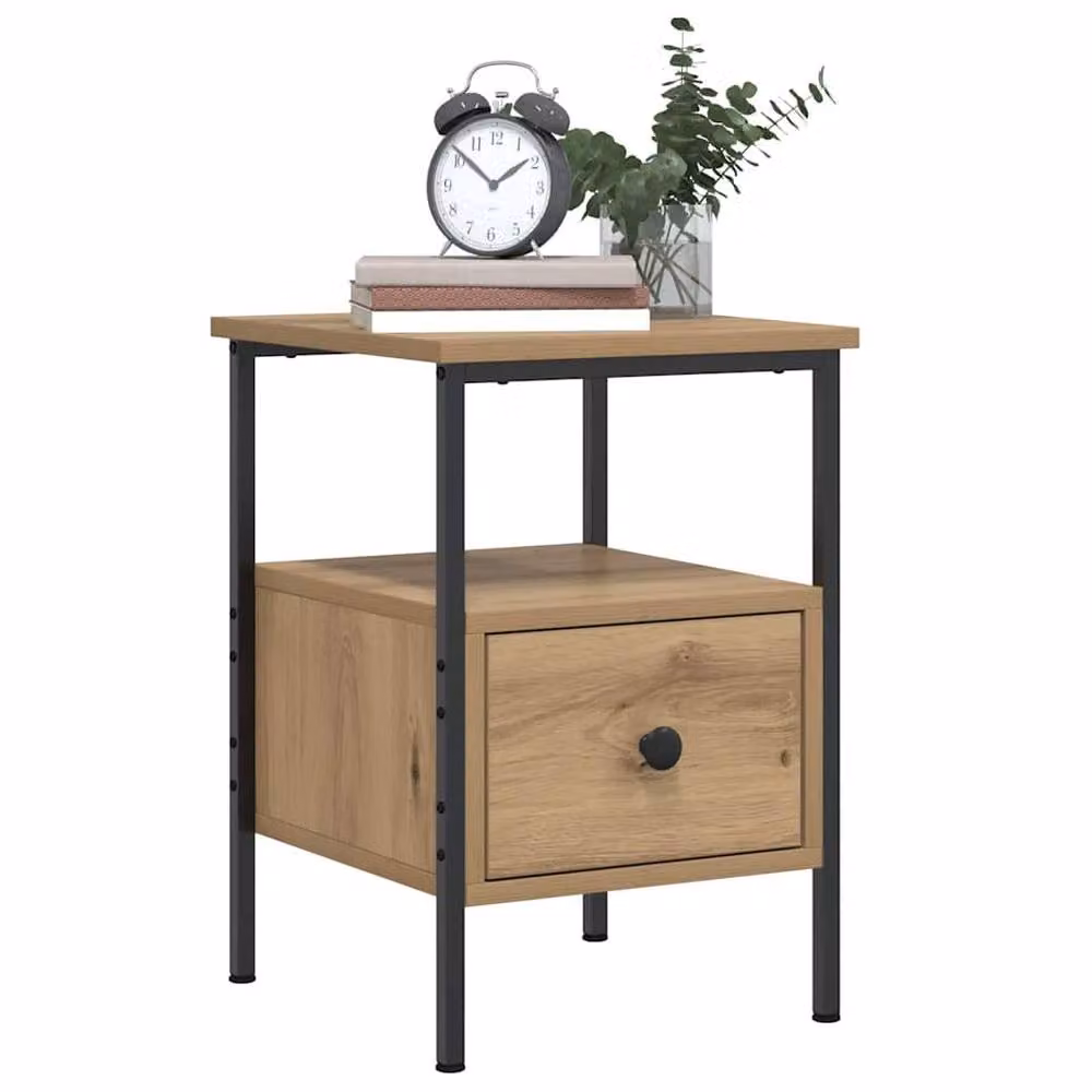 Berkfield Home Artisan Oak Bedside Cabinet in Brown, W/D/H: 34 x 36 x 50 cm – 3