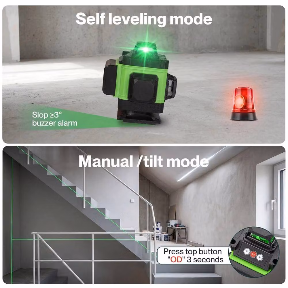 Havendro 16 Line 4D Self Leveling Rotary Laser Level with Green Lines in Black – 3
