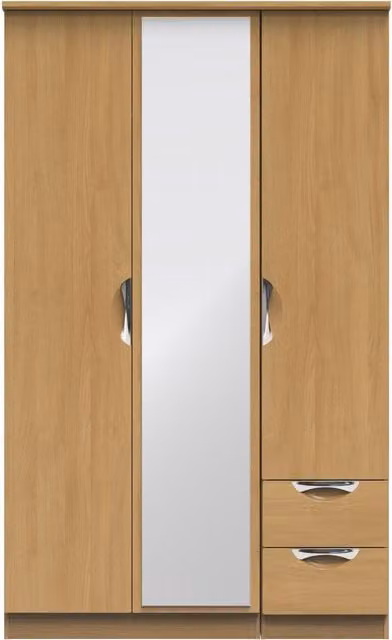 2 U Holborn Ready Assembled Triple Mirror and Drawer Wardrobe in Brown – 1
