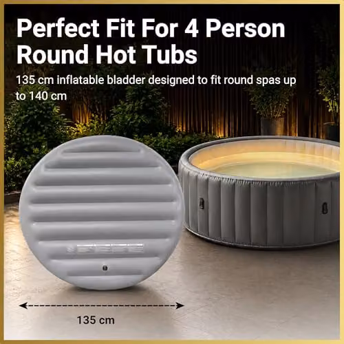 SHATCHI Grey Round Inflatable Thermal Spa Cover for 4 Person Hot Tubs up to 140cm, Diameter: 135 cm – 2