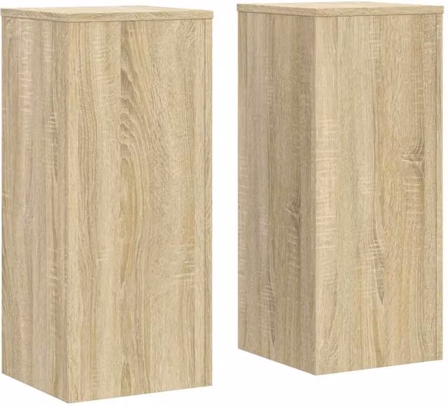 Berkfield Home Set of 2 Modern Oak Plant Stands in Beige, W/D/H: 30 x 30 x 70 cm – 1