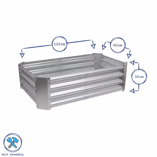 Harbour Housewares Pack of 2 Raised Galvanised Steel Garden Bed Planters, Silver, W: 120 cm, D: 60 cm, H: 30 cm – 4