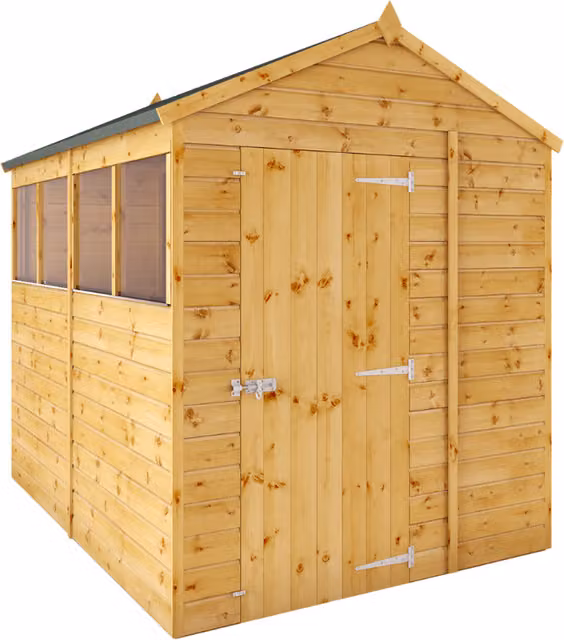 Waltons Rustic Shiplap Apex Modular Wooden Garden Storage Shed in Brown