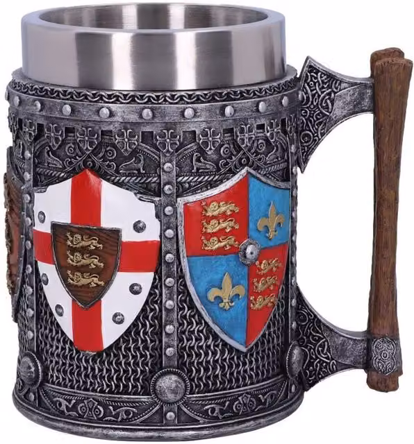 Nemesis Now English Shield and Sigil Tankard Mug in Silver and Multicolour, Height: 13.5 cm