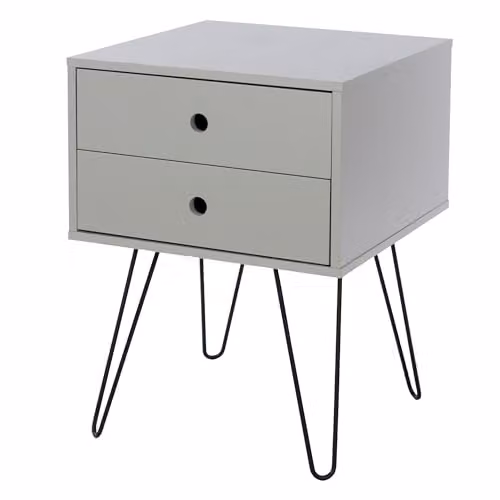 Core Products Telford 2 Drawer Bedside Cabinet in Grey and Black, W: 40 cm, D: 40 cm, H: 54 cm – 2