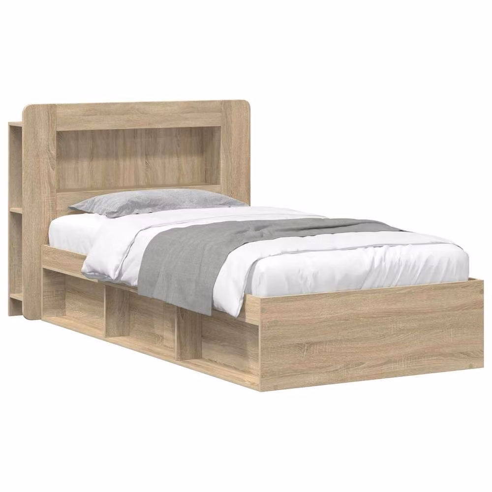Berkfield Home Modern Bed Frame with Storage Drawers in Sonoma Oak Brown, W/D/H: 75 x 190 x 100 cm – 2