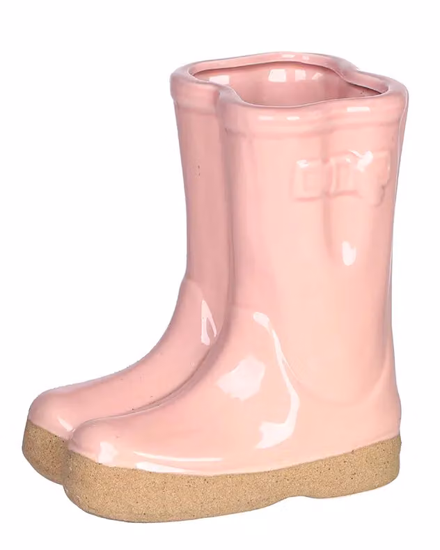 Dibor Pink Wellington Boots Ceramic Flower Pot Planter, H: 17 cm, W: 15 cm – 2