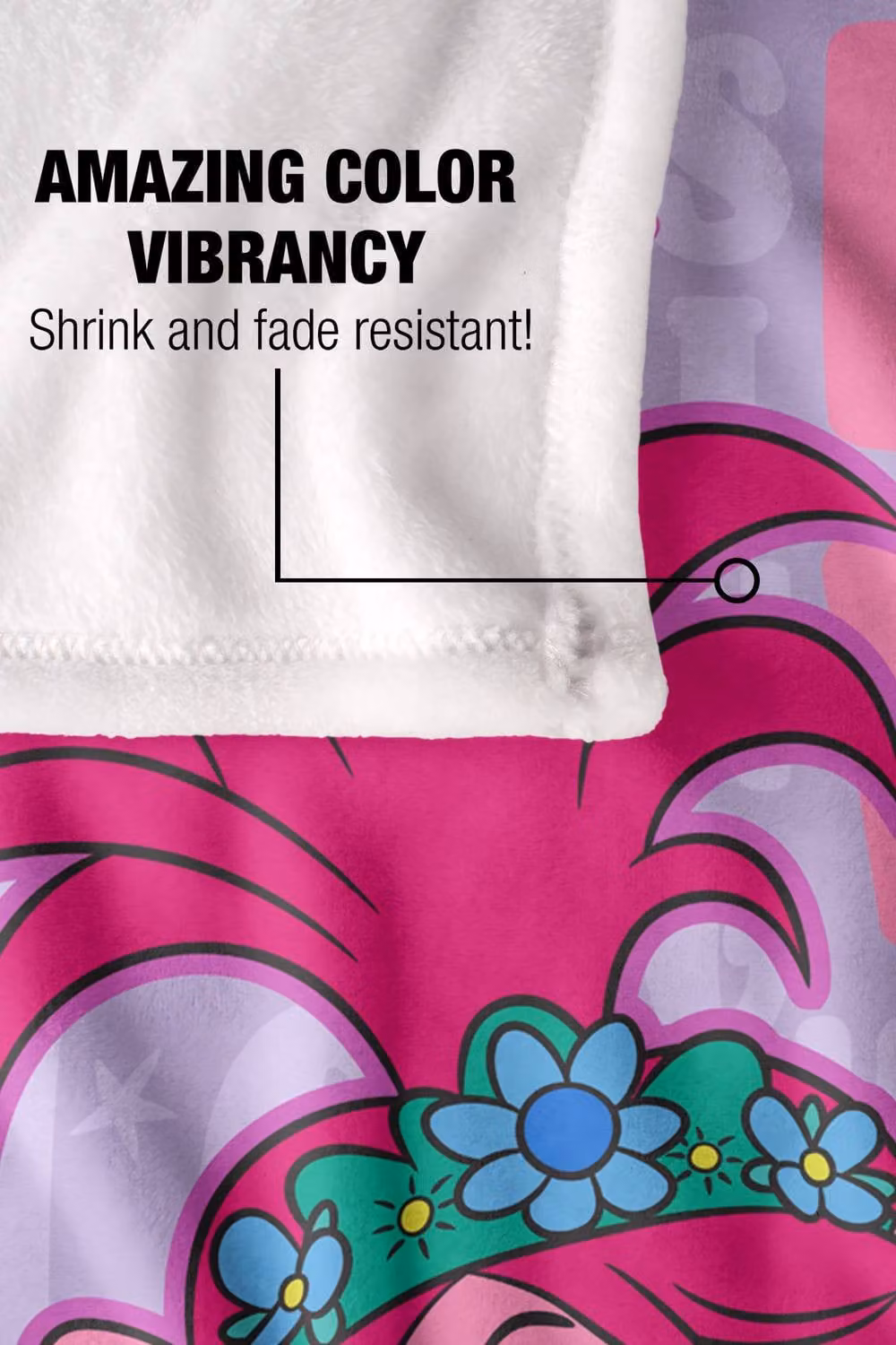 NBCU Trolls Poppy Love Laugh Sing Super Soft Throw Blanket, Multicolour, W: 91 cm, L: 147 cm – 3
