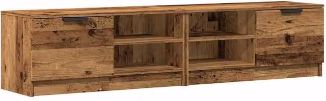Berkfield Home Set of 2 Rustic Old Wood TV Cabinets in Brown, W/D/H: 80 x 35 x 36.5 cm – 1