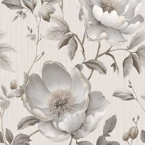 Muriva Alethia Grey Floral Botanical Wallpaper Roll