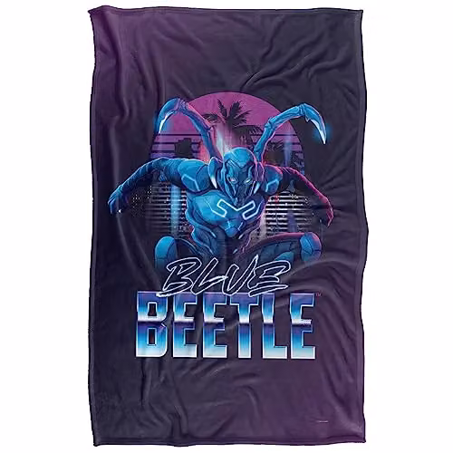 Warner Bros. Blue Beetle 2023 City Protector Silky Touch Super Soft Fleece Throw Blanket, Blue and Multicolour, W: 91 cm, D: 147 cm – 1