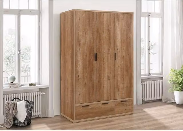 Birlea Stockwell Rustic Oak 3 Door 2 Drawer Triple Wardrobe in Brown – 1