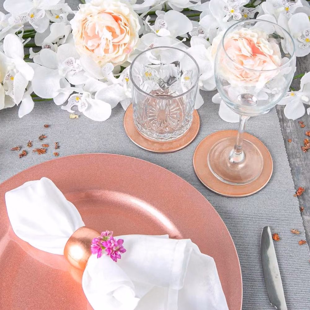 Havendro Set of 6 Rose Gold Metallic Napkin Rings for Wedding and Party Table Settings, Diameter: 4.5 cm – 3