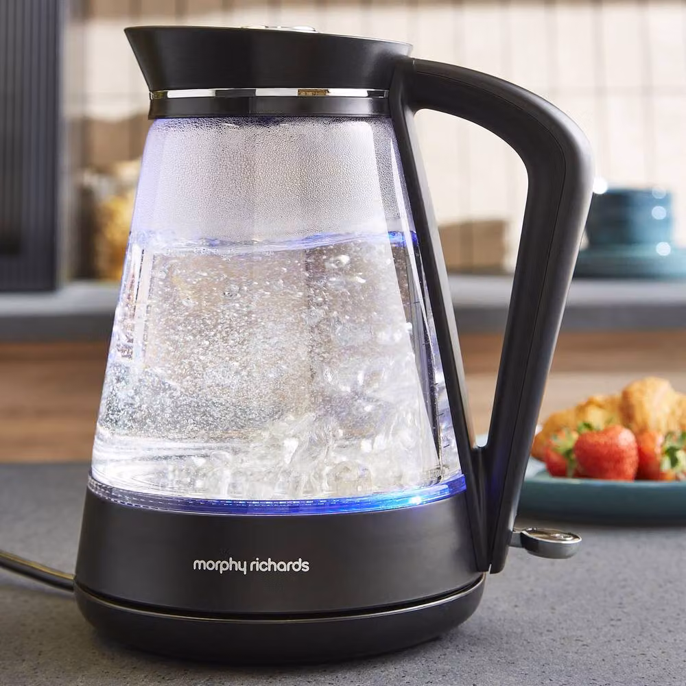 Morphy Richards Glass Jug Kettle, 1.7 l, Transparent with Blue Light Indicator – 10